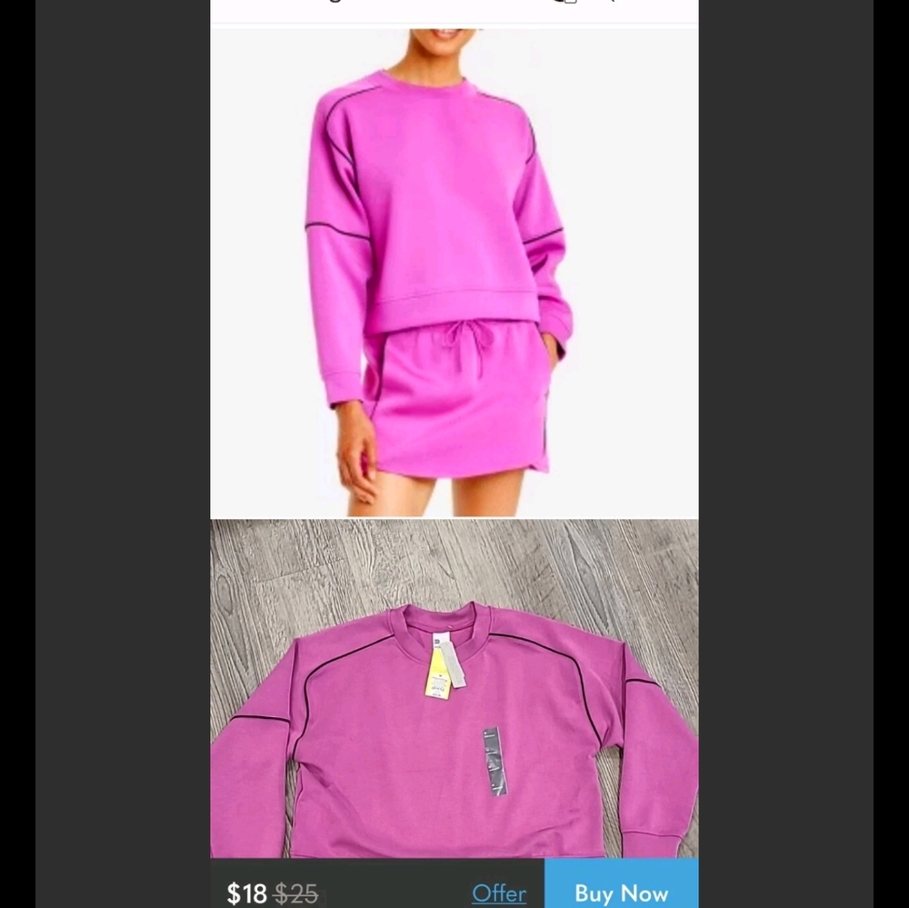Women's  Fuchsia Sweatshirt The All In Motion Long Sleeve Magenta &  Black Trim